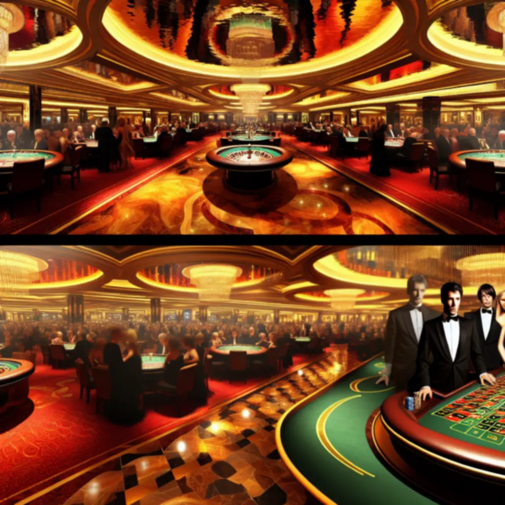 Luxe casinozaal met tafelspellen en sfeervolle verlichting
