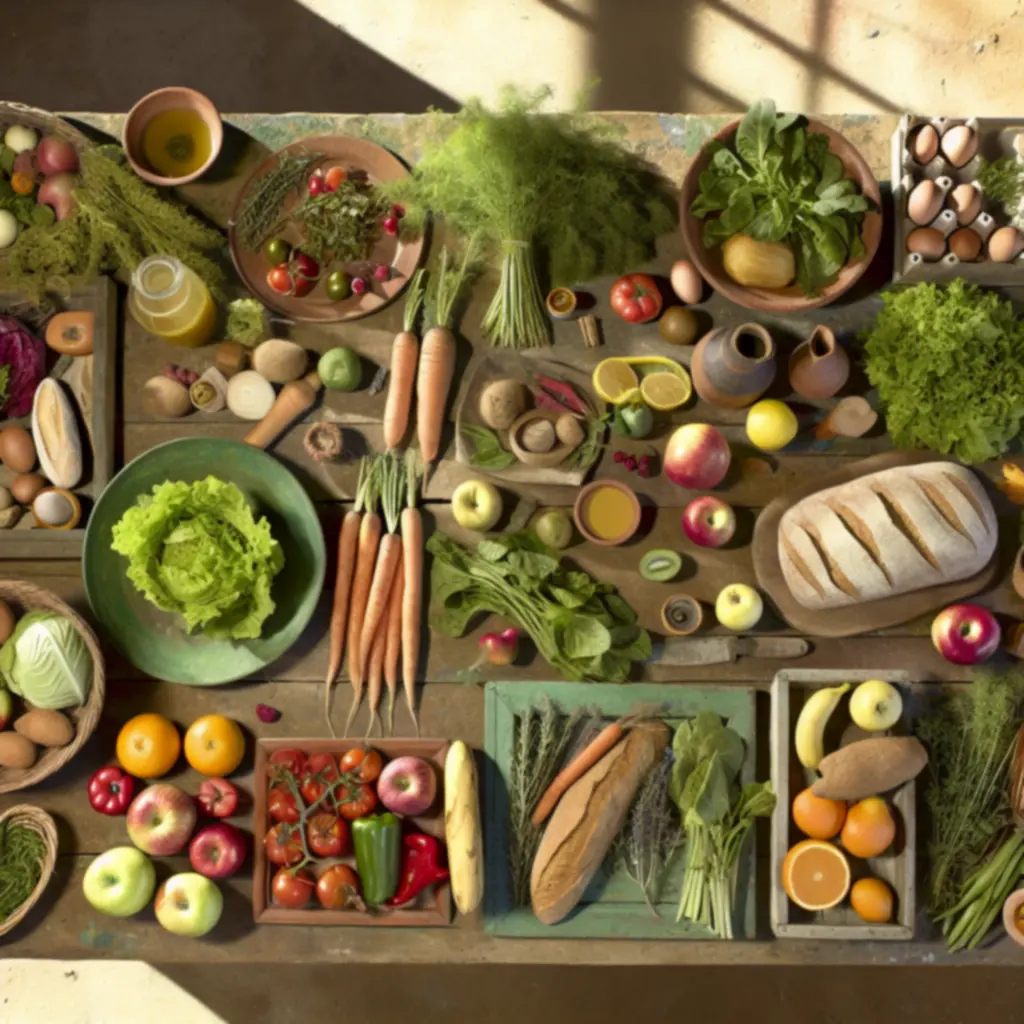 Verse seizoensproducten van lokale boeren op een houten tafel