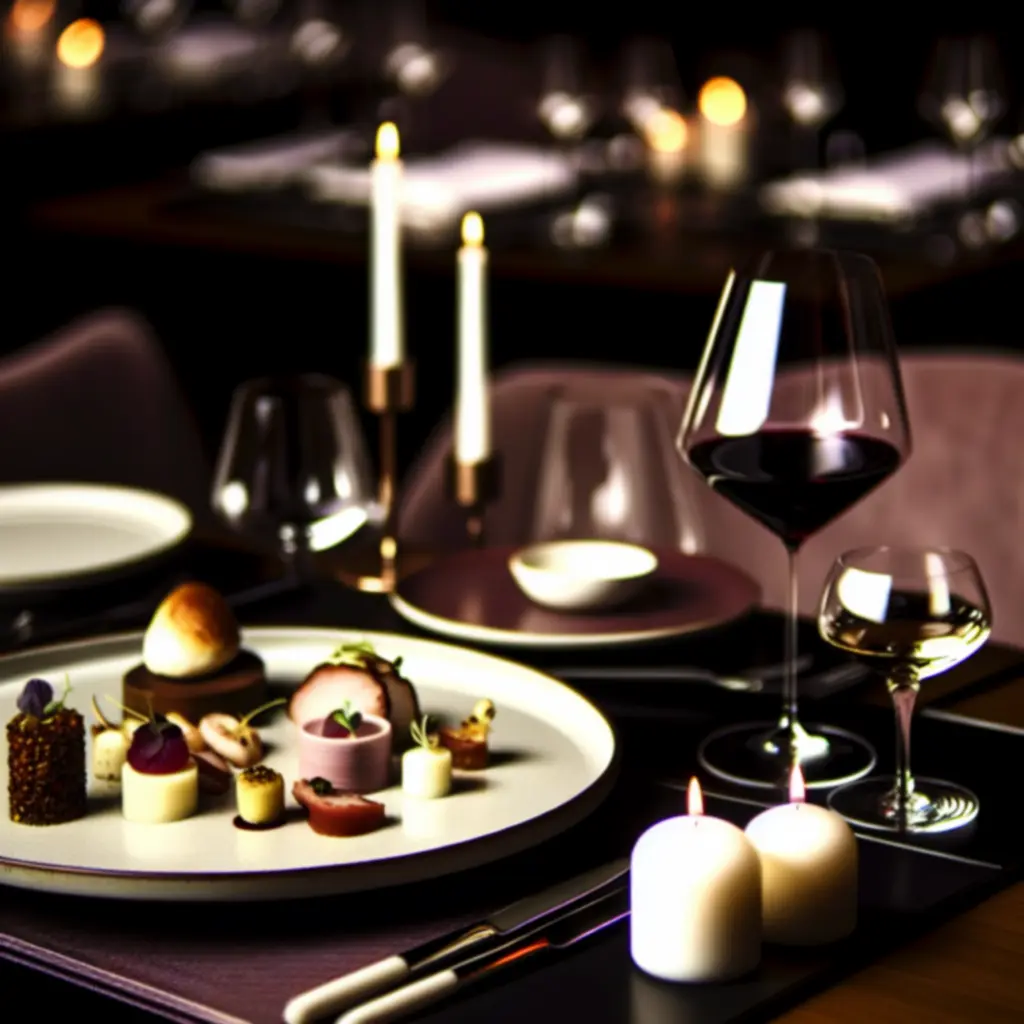 Gourmet diner met elegante plating en wijn